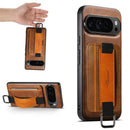 Google Pixel 11 Pro Card Holder Case · Waxy Leather Wristband Cover with Stand