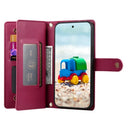 Google Pixel 11 Pro Leather Zipper Wallet Case with Straps (Red)