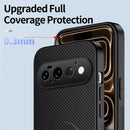 Google Pixel 11 Pro Rugged Magnetic Kickstand Case — Carbon Fiber Texture with 2 Tempered Glass Protectors (Black)