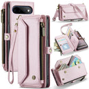 Google Pixel 11 Pro XL 10-Card Zipper Wallet Case — Leather Folio with Strap