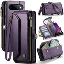 Google Pixel 11 Pro XL 10-Card Zipper Wallet Case — Leather Folio with Strap