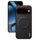 Google Pixel 11 Pro XL Carbon Fiber Magnetic Case — Leather Texture Shockproof Cover (Black)