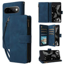 Google Pixel 11 Pro XL Zipper Wallet Leather Case with Wrist Strap
