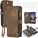 Google Pixel 3a Wallet Cover Tempered Glass Screen Protector Strap Slot Cell