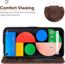 Google Pixel 5 Case Wallet Case with Tempered Glass