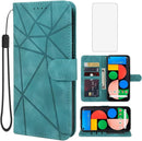 Google Pixel 5 Case Wallet Case with Tempered Glass