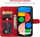 Google Pixel 5 Case Wallet Case with Tempered Glass