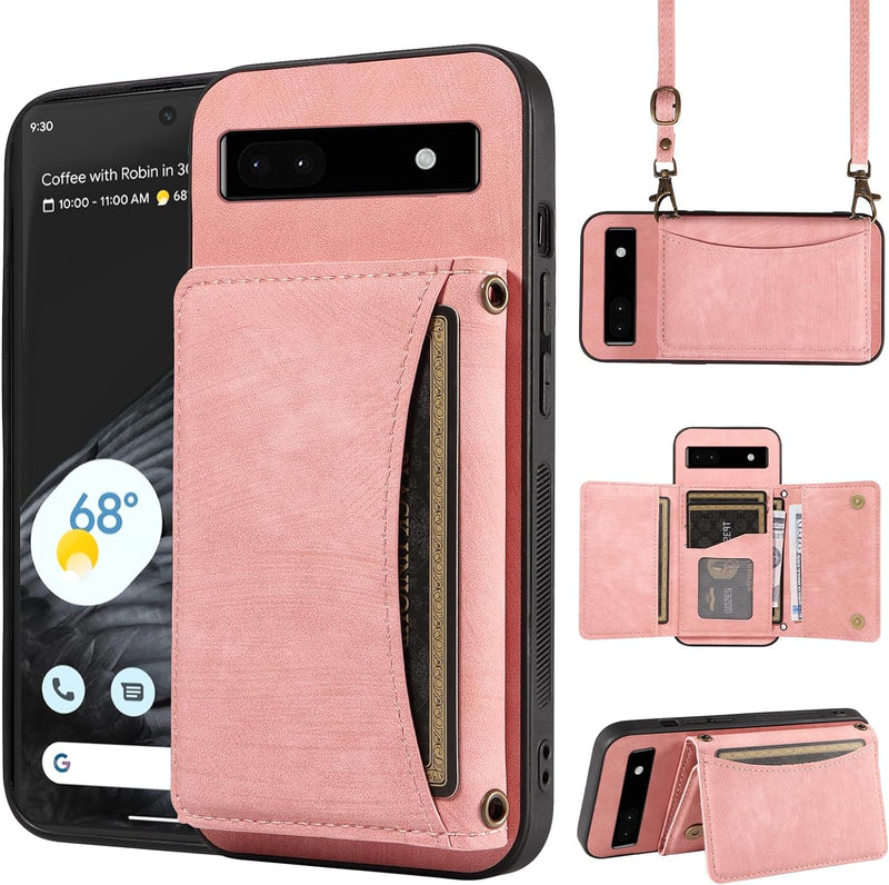 Google Pixel 6 Pro Wallet Cover Crossbody Shoulder Strap Card Holder - Gorilla Cases