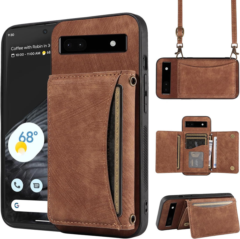 Google Pixel 6 Pro Wallet Cover Crossbody Shoulder Strap Card Holder - Gorilla Cases