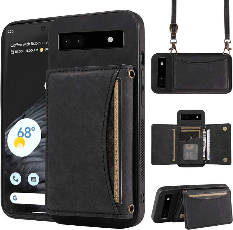 Google Pixel 6 Pro Wallet Cover Crossbody Shoulder Strap Card Holder - Gorilla Cases