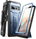 Google Pixel 7 Pro, Full - Body Rugged Belt - Clip & Kickstand Case Screen Protector Black