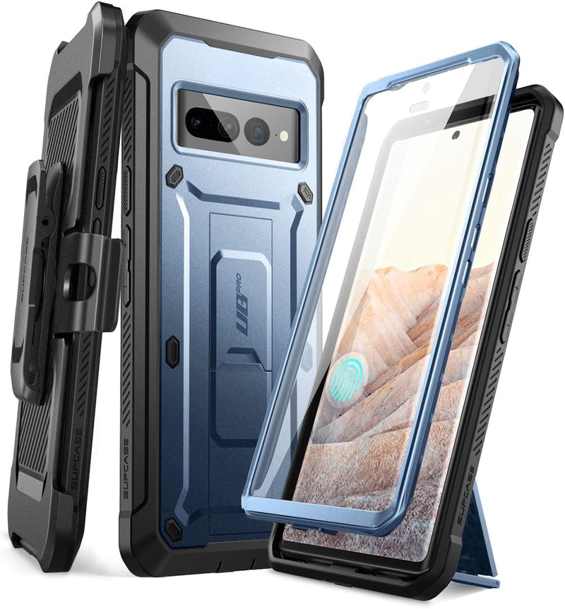 Google Pixel 7 Pro, Full - Body Rugged Belt - Clip & Kickstand Case Screen Protector Black - Gorilla Cases