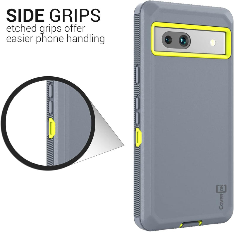 Google Pixel 7A Case Heavy Duty Military Grade A Protective Hybrid Etched Grip Bumper Rigid Hard Plastic Cover Fit Pixel 7a Phone Case - Gorilla Cases