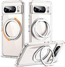 Google Pixel 8 Pro 360° Rotatable Magnetic Ring Stand Translucent Pixel Phone Case 6.7" Black