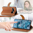 Google Pixel 8 Pro 5G Zipper Pocket Purse Shoulder Wrist Strap PU Leather Stand Flip