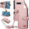 Google Pixel 8 Pro 5G Zipper Pocket Purse Shoulder Wrist Strap PU Leather Stand Flip