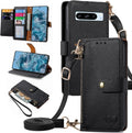 Google Pixel 8 Pro 5G Zipper Pocket Purse Shoulder Wrist Strap PU Leather Stand Flip