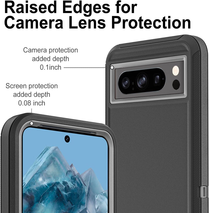 Google Pixel 8 Pro Case 2 Pcs Tempered Glass Screen Protector Heavy Duty Protection Case - Gorilla Cases