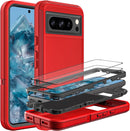Google Pixel 8 Pro Case 2 Pcs Tempered Glass Screen Protector Heavy Duty Protection Case