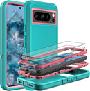 Google Pixel 8 Pro Case 2 Pcs Tempered Glass Screen Protector Heavy Duty Protection Case