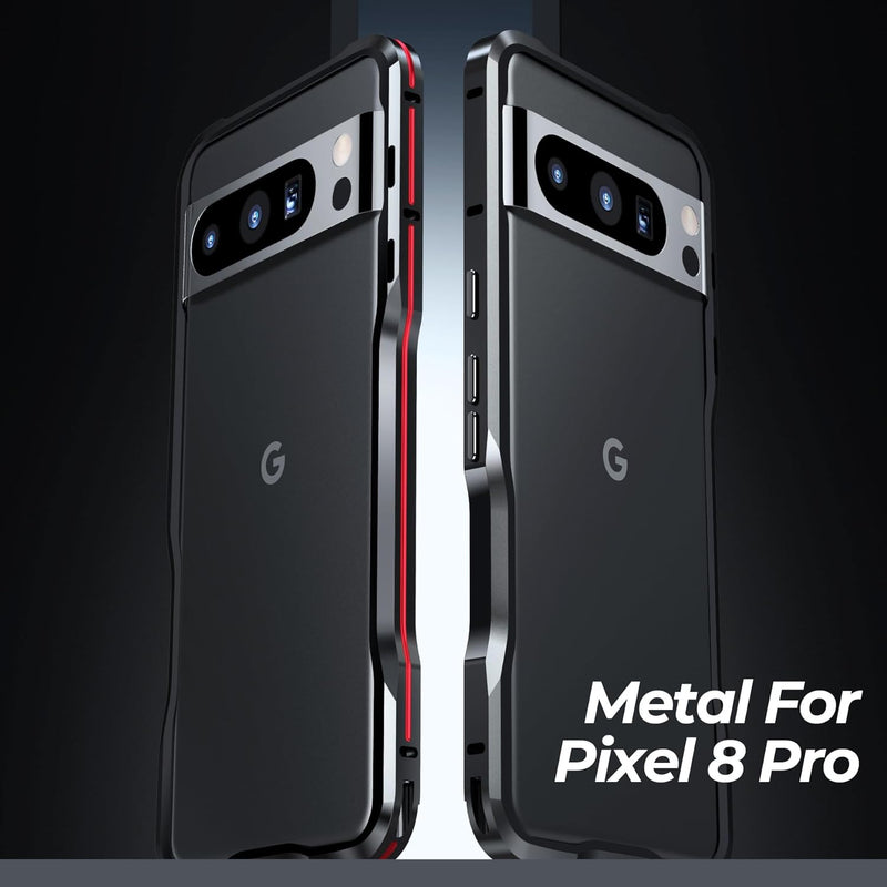 Google Pixel 8 Pro, Stylish Design Metal Frame Bumper case Black - Gorilla Cases