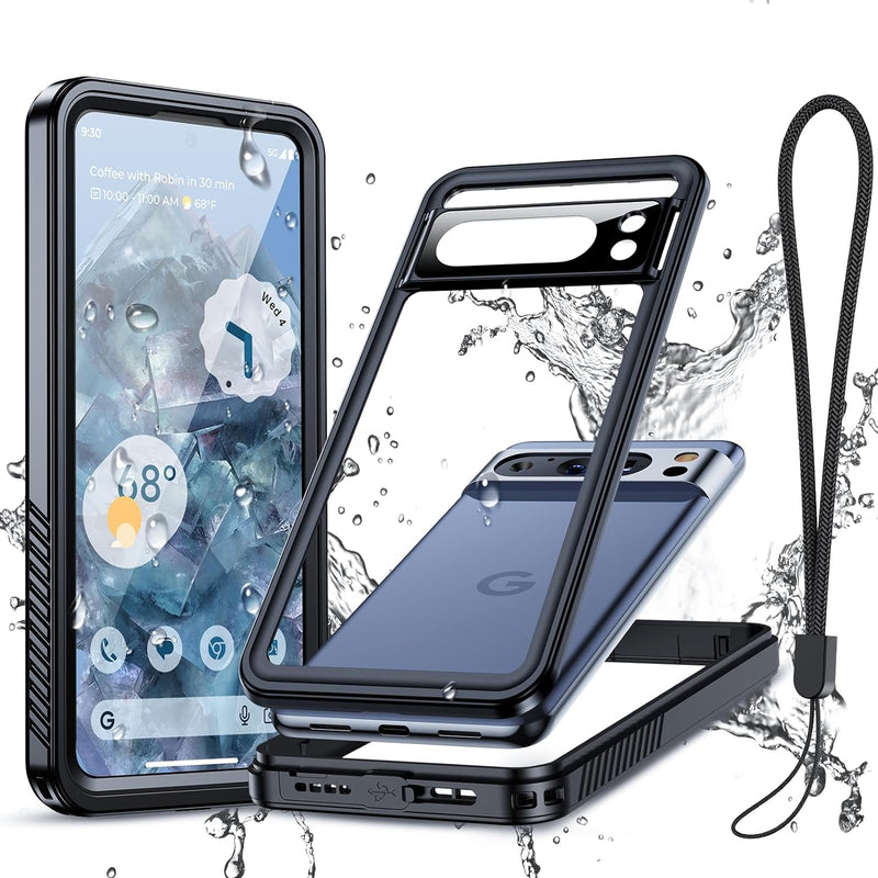 Google Pixel 8 Pro Waterproof Case Hard Back Protective Phone Cover Pixel 8 Pro - 6.7 Inch Black - Gorilla Cases