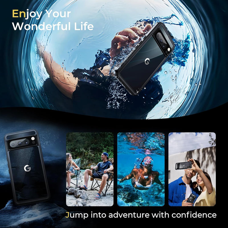 Google Pixel 8 Pro Waterproof Case Hard Back Protective Phone Cover Pixel 8 Pro - 6.7 Inch Black - Gorilla Cases