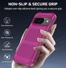 Google Pixel 9 Pro Case Heavy Duty Military Drop Protection Shockproof Phone Case Wine