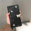 Google Pixel 9 Pro Crystal Butterfly PU Leather Wallet Case Kickstand Card Holder Case Butterfly Rose Gold SD - Gorilla Cases