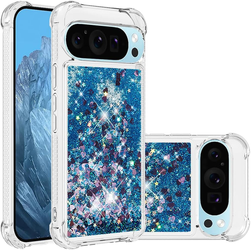 Google Pixel 9 Pro Glitter Liquid Silicone Stylish Case Screen Camera Protection Cove - Gorilla Cases