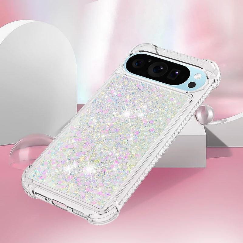 Google Pixel 9 Pro Glitter Liquid Silicone Stylish Case Screen Camera Protection Cove - Gorilla Cases