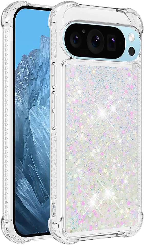 Google Pixel 9 Pro Glitter Liquid Silicone Stylish Case Screen Camera Protection Cove - Gorilla Cases