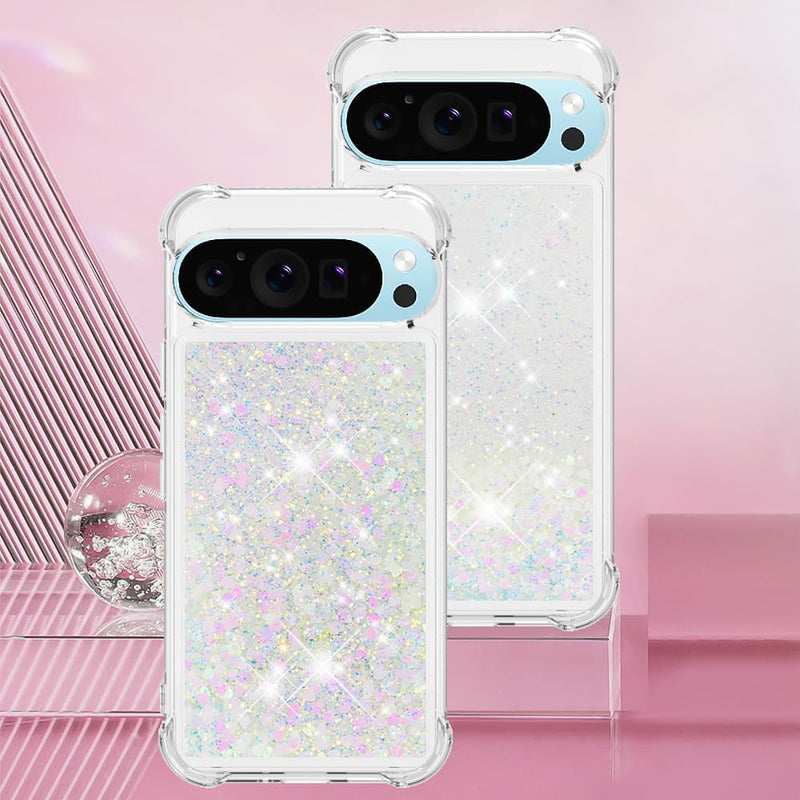 Google Pixel 9 Pro Glitter Liquid Silicone Stylish Case Screen Camera Protection Cove - Gorilla Cases