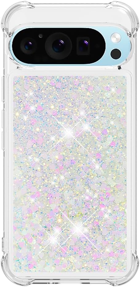 Google Pixel 9 Pro Glitter Liquid Silicone Stylish Case Screen Camera Protection Cove - Gorilla Cases