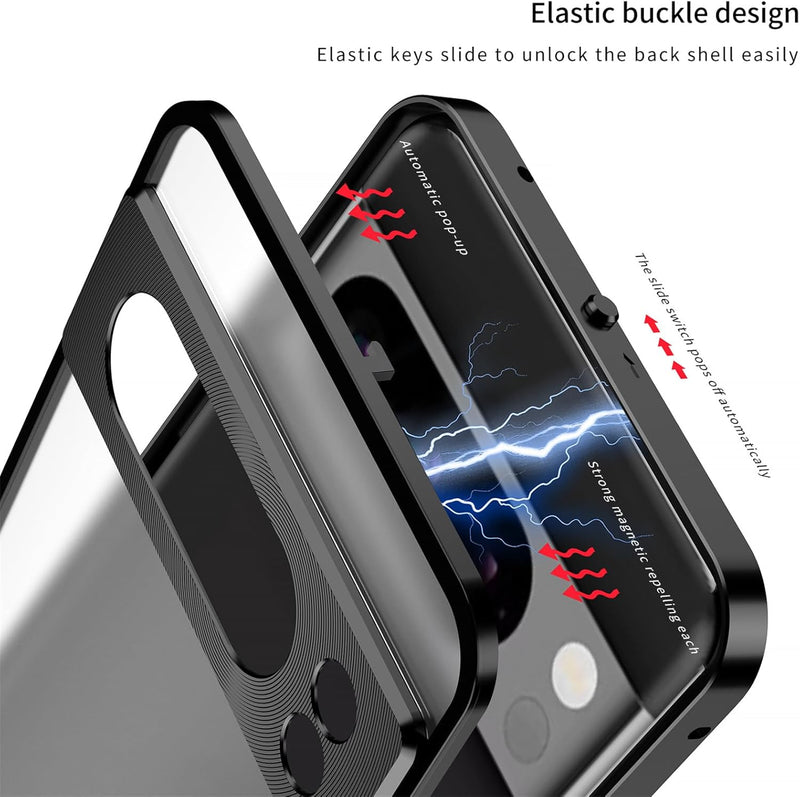 Google Pixel 9 Pro Luxury Premium Aluminum Alloy Shockproof Bumper Frame Plastic Back Cover Black - Gorilla Cases