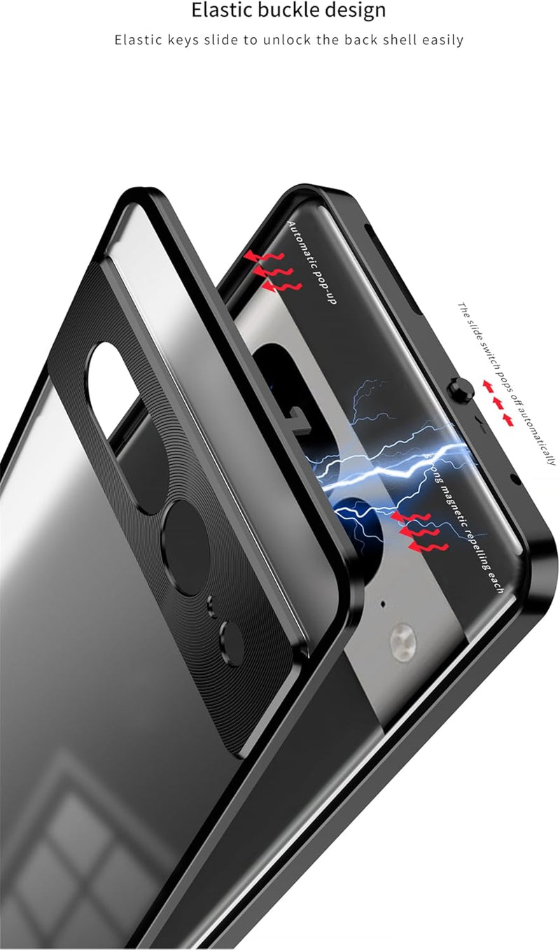 Google Pixel 9 Pro Luxury Premium Aluminum Alloy Shockproof Bumper Frame Plastic Back Cover Black - Gorilla Cases