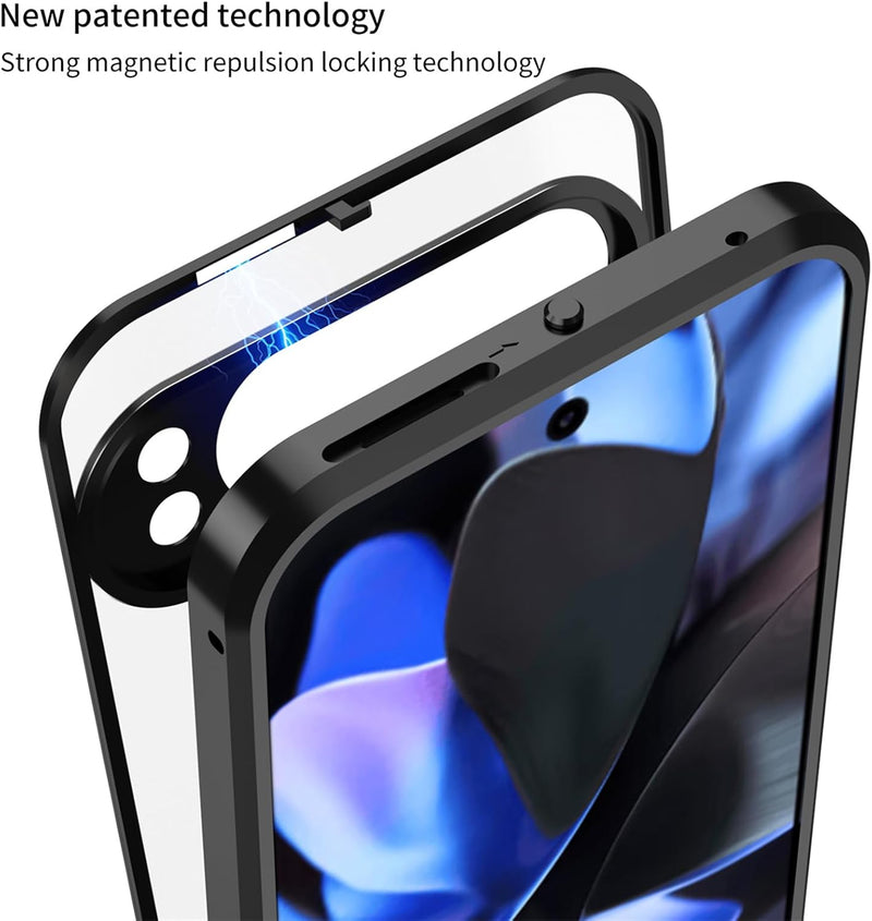 Google Pixel 9 Pro Luxury Premium Aluminum Alloy Shockproof Bumper Frame Plastic Back Cover Black - Gorilla Cases