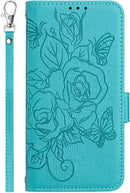 Google Pixel 9 Pro Roses Pattern PU Leather Flip Case Closure Wallet Case - Green