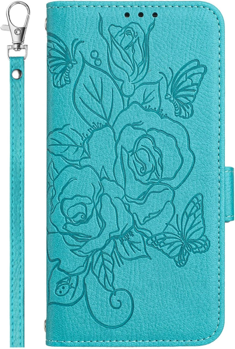 Google Pixel 9 Pro Roses Pattern PU Leather Flip Case Closure Wallet Case - Green - Gorilla Cases