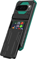 Google Pixel 9 Pro Wallet Case Credit Card Holder Stand Protective Phone Case - Black