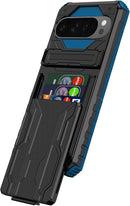 Google Pixel 9 Pro Wallet Case Credit Card Holder Stand Protective Phone Case - Black