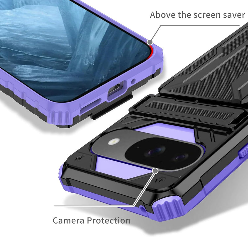 Google Pixel 9 Pro Wallet Holder Stand Kickstand Protective Phone Case - Purple - Gorilla Cases