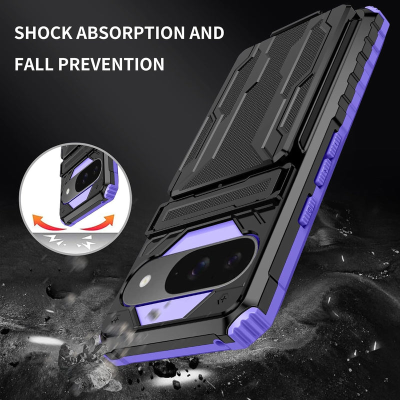 Google Pixel 9 Pro Wallet Holder Stand Kickstand Protective Phone Case - Purple - Gorilla Cases