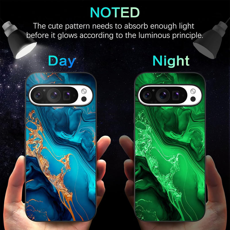 Google Pixel 9 Pro XL Case Slim Fit Glow in The Dark Hybrid Hard PC Soft TPU Bumper Drop Protective Girls Women Men Phone Cover - Gorilla Cases