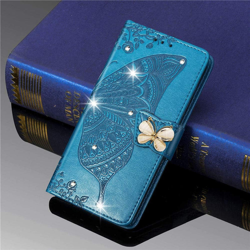 Google Pixel 9 Pro XL Crystal Butterfly PU Leather Wallet Case Card Holder Case Butterfly Rose Gold SD - Gorilla Cases