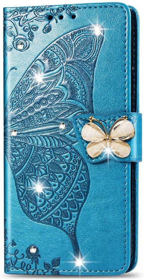 Google Pixel 9 Pro XL Crystal Butterfly PU Leather Wallet Case Card Holder Case Butterfly Rose Gold SD - Gorilla Cases