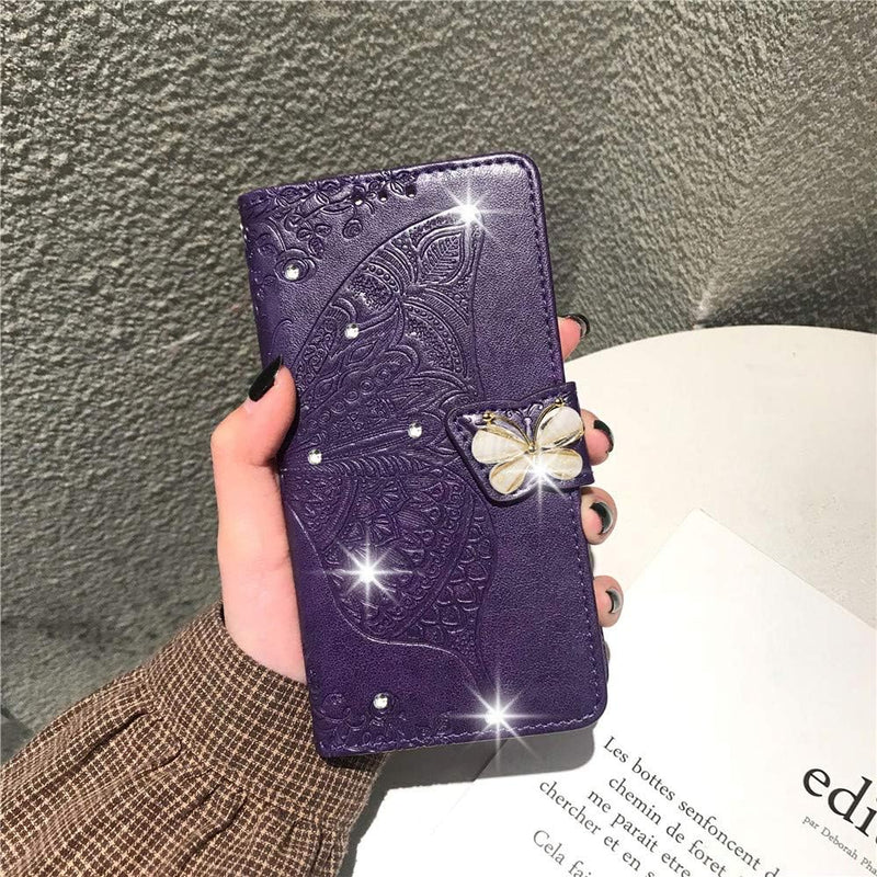 Google Pixel 9 Pro XL Crystal Butterfly PU Leather Wallet Case Card Holder Case Butterfly Rose Gold SD - Gorilla Cases