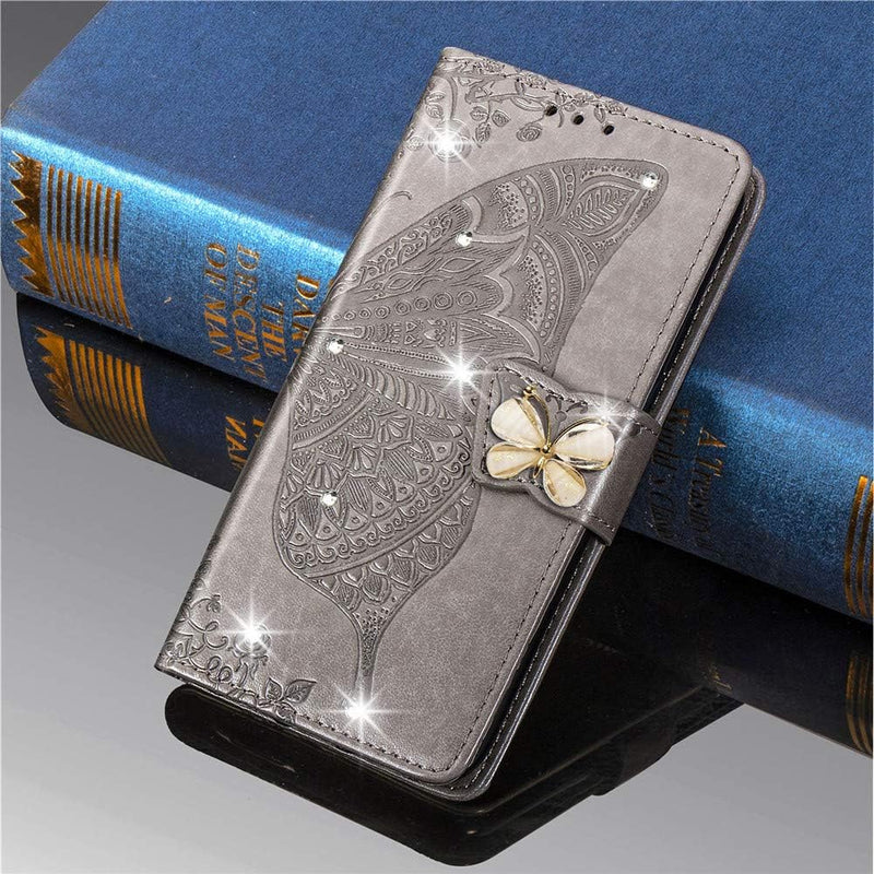 Google Pixel 9 Pro XL Crystal Butterfly PU Leather Wallet Case Card Holder Case Butterfly Rose Gold SD - Gorilla Cases