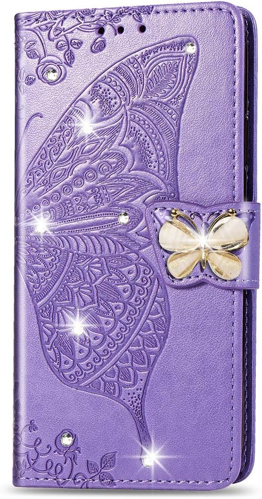 Google Pixel 9 Pro XL Crystal Butterfly PU Leather Wallet Case Card Holder Case Butterfly Rose Gold SD - Gorilla Cases