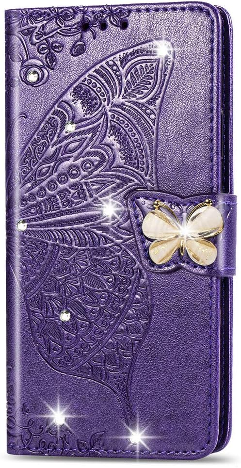 Google Pixel 9 Pro XL Crystal Butterfly PU Leather Wallet Case Card Holder Case Butterfly Rose Gold SD - Gorilla Cases